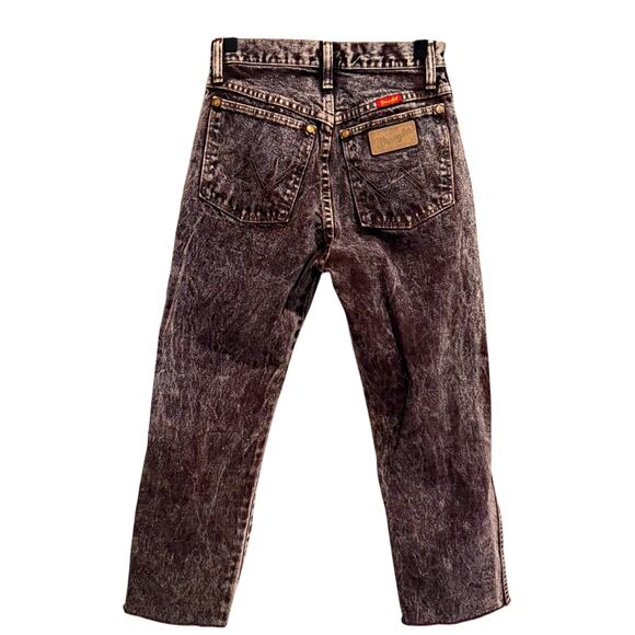 Wrangler Jeans High Rise Raw Hem Red Acid Wash Sz 3 Cowboycore Vintage USA Made - Picture 1 of 16
